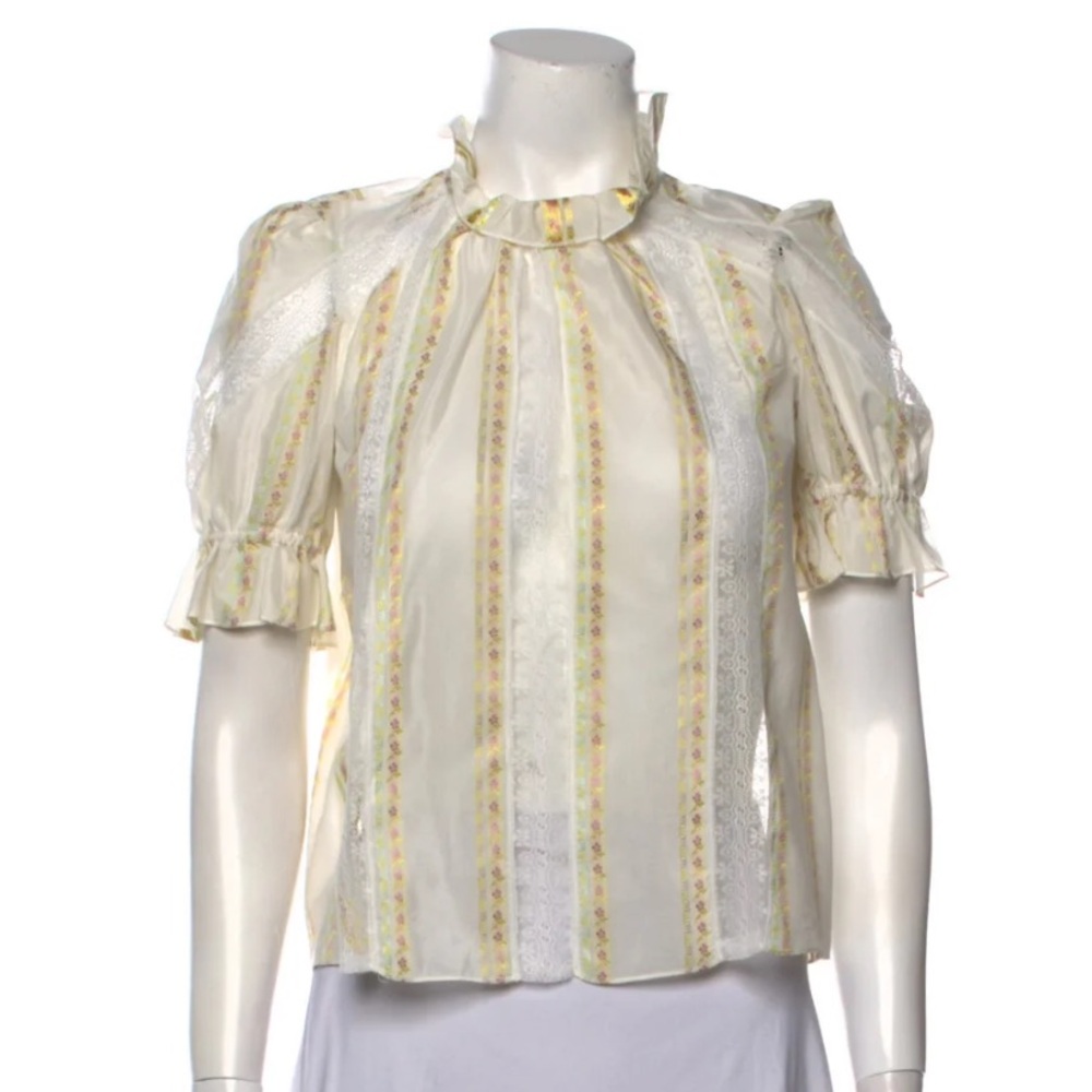 SANDRO Paris Striped Mock Neck Blouse - Picture 3 of 16